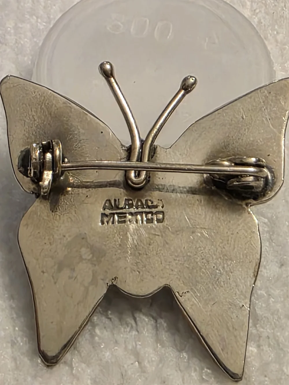 Vintage Mexican Sterling Silver Abalone Butterfly Brooch 2
